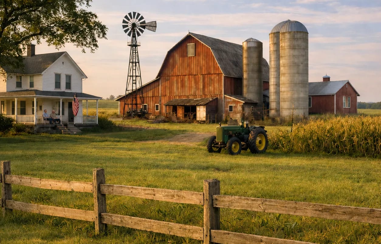 A farm scene showing a century farm