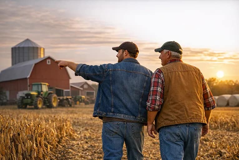 two farmers in the field