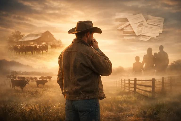 Ranch Indecision A rancher contemplating decisisions that need to be made